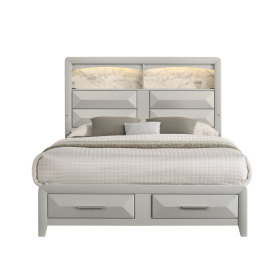 Cascade Grey Queen Bed with LED Reading Lights