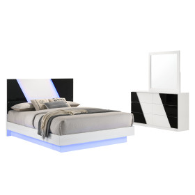 Deville White Platform LED 3PC Bedroom Set