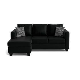Asher Black 2-Piece Sofa Chaise With Reversible Ottoman