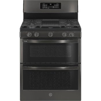 GE Profile PGB965BPTS 6.8 Cu. Ft. Double Oven Gas Freestanding Range in Black Stainless Steel