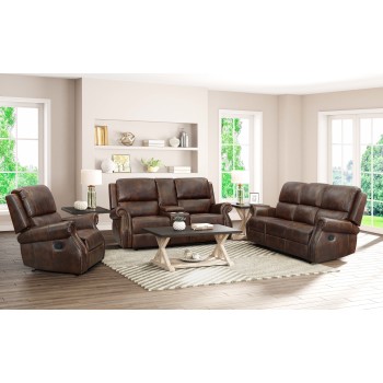 Concord Walnut Manual Reclining Sofa & Loveseat Set