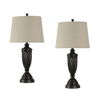 Oiled Bronze 2 Piece Metal Table Lamp Set