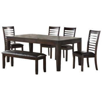 Ally Brown 6 piece Dining Set with Bench