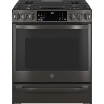 GE PGS930BPTS Gas Range, Front Control - Black Stainless Steel