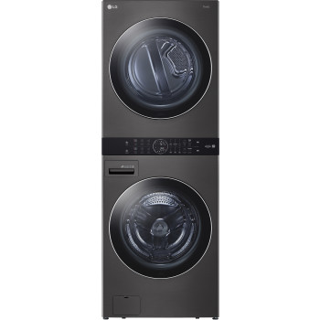 LG WKEX200HBA 27" WashTower Laundry Center with 4.5 cu. ft. Front Load Washer and 7.4 cu. ft. Electric Dryer in Black Stainless Steel