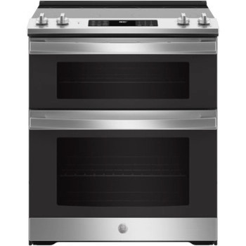 GE JSS86SPSS 6.6 Cu. Ft. Slide-In Electric Convection Double Oven Range in Stainless Steel