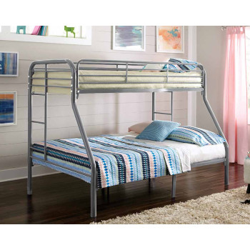 Twin Over Full Silver Metal Bunk Bed