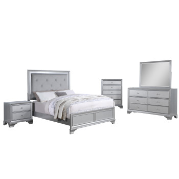 Gemma Silver Queen 5PC Bedroom Set with LED
