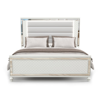 Malibu White King Bed with LED Lighting