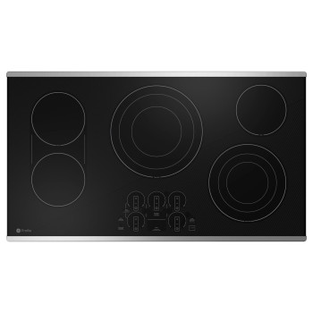 GE Profile PEP9036STSS 36" Smart Electric Cooktop with 5 Elements in Black