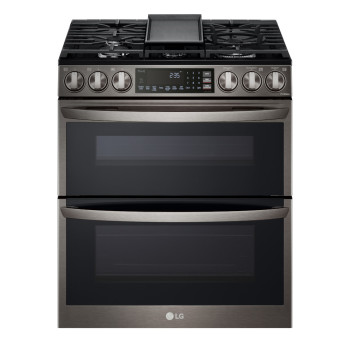 LG LTGL6937D 6.9 Cu. Ft. Slide-In Double Gas Oven in Black Stainless Steel