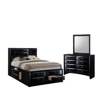 Emily Black Storage Queen 3pc Bedroom Set