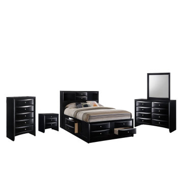 Emily Black Storage King 5pc Bedroom Set