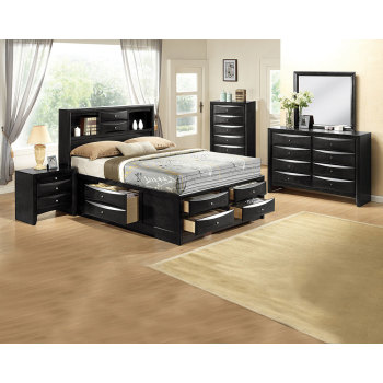 Emily Black Storage King 3pc Bedroom Set