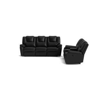 Diamante Black Power Reclining Sofa and Loveseat Set