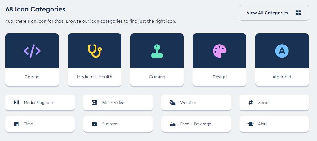 Categorie presenti in FontAwesome