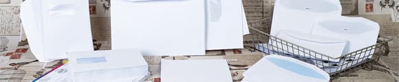 Obálky pro strojní zpracování, 114x235 mm Biela obálka, Bílá, Klasické vlhčicí, Papír, Bílá obálka 114x235 mm, DL+, Hladký papír, Bílá obálka 220x220 mm, Bílá