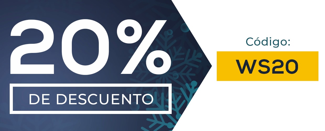 20% de descuento en pedidos superiores a 25€. Código WS20.