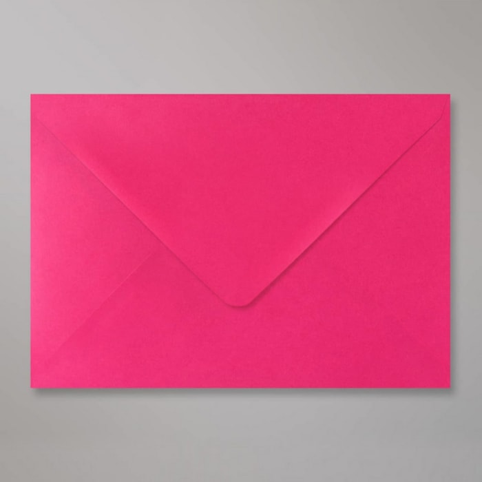 Enveloppe Pollen 165 x 165 mm - Rose framboise doublure Fleurs et papillons  - 10 pcs - Enveloppe 165 x 165 - Creavea