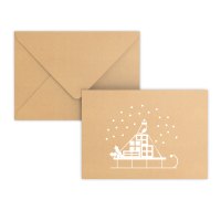 Kraft Christmas envelope - Snow Sleigh 162x229 mm (C5)