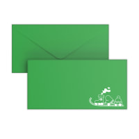 Dark green Christmas envelope - Toy Train 110x220 mm (DL)