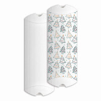 White corrugated pillow box "Christmas Tree'' 220x110x30 mm (DL)