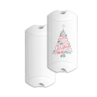 White corrugated pillow box "Merry Christmas" 113x81x30 mm (C7)