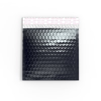 165mm Square Gloss Foil Black Metallic Padded Bubble Bags