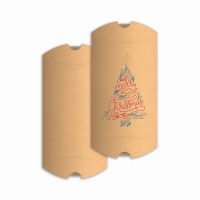 Kraft Pillow Box "Merry Christmas" 162x114x35 mm (C6)