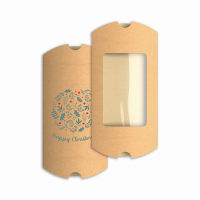 Kraft pillow box with window "Happy Christmas" 162x114x35 mm (C6)