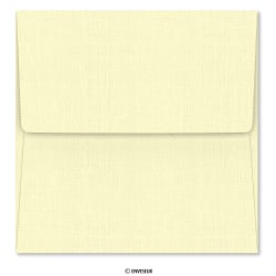 Enveloppe pour faire-part jaune pâle texture lin 175x175mm