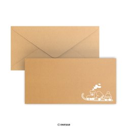 Koperta świąteczna Mały pociąg kraft z recyklingu 110x220 mm (DL)