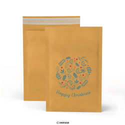 Manilla bubbel gevoerd tasje 'Happy Christmas' 215x150 mm
