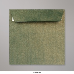 Sobre verde bronce texturado brillante de 155x155 mm