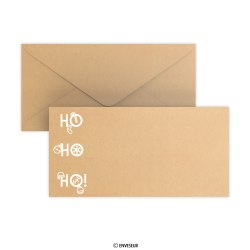 Enveloppe de Noël HO HO HO kraft recyclé 110x220 mm (DL)