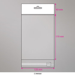 170x125 mm Sac transparent avec dispositif d'accrochage en rayon