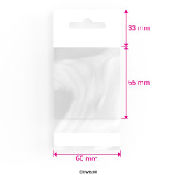65x60 mm Genomskinlig cello-påse med rubrik och euroslot