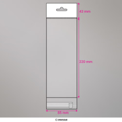 Czysty woreczek celofanowy z uchwytem & Euroslot 220x85 mm