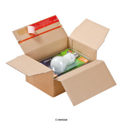 Caja de cartón ajustable con cierre autoadhesivo para envíos 229x164x50-115 mm