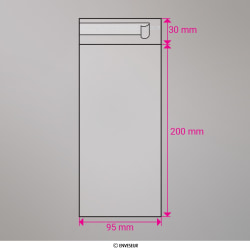 Kirkas sellofaanipussi 200x95 mm
