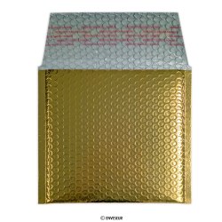 Bolsa acolchada oro metalizada brillante de 165x165 mm