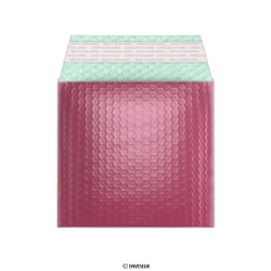 Bolsa acolchada magenta metalizada brillante de 165x165 mm