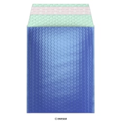 Bolsa acolchada azul metalizada brillante de 235x170 mm