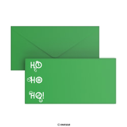 Jouluaiheinen kirjekuori HO HO HO tummanvihreä 110x220 mm (DL)