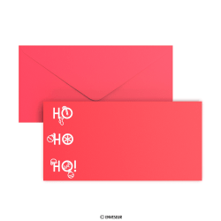 Koperta świąteczna HO HO HO ciemnoczerwona 110x220 mm (DL)
