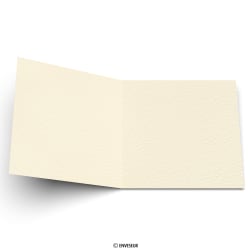 Tarjeta plegable de papel marfil martillado de 300 g/m² de 145x145mm