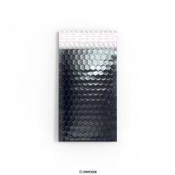 Envelopes almofadados preta metálica brilhante 180x100 mm