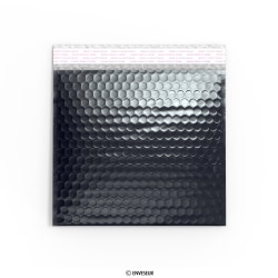 230x230 mm Čierna metalická lesklá bublinková obálka