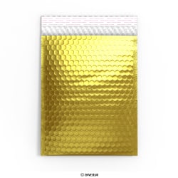 Kullanvärinen kiiltävä metallinen kuplamuovipussi 250x180 mm