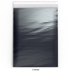 Bolsa acolchoada preta metálica brilhante 450x320 mm (C3)